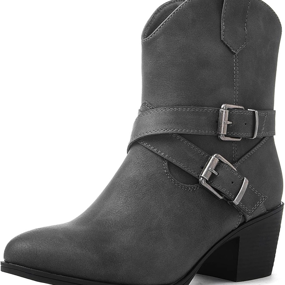 Women's Mid Calf Western Cowboy Boots Cowgirl Boots With Zipper Chunky Heel